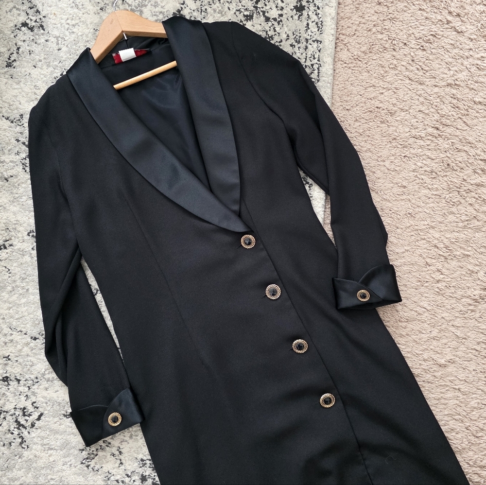 Vintage 90s J.R. NITES Blazer Maxi Dress Womens 8 Gothic Chic City Evening Wear - Picture 3 of 9